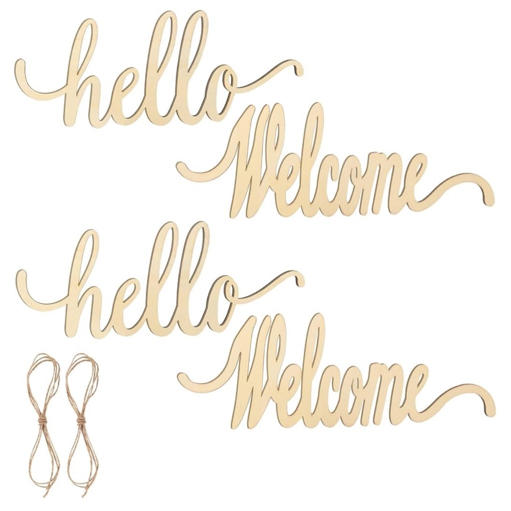 Natural Wood 'Hello Welcome' Wall Decor Set